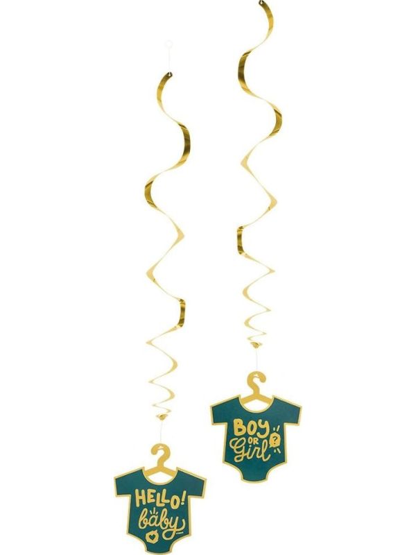Boy or girl gender reveal decoratie swirls goud main product photo