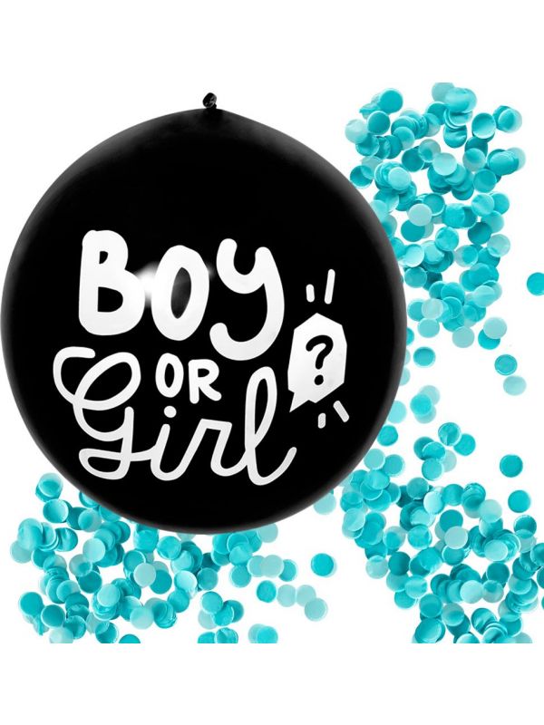 Boy or girl gender reveal folieballon blauw