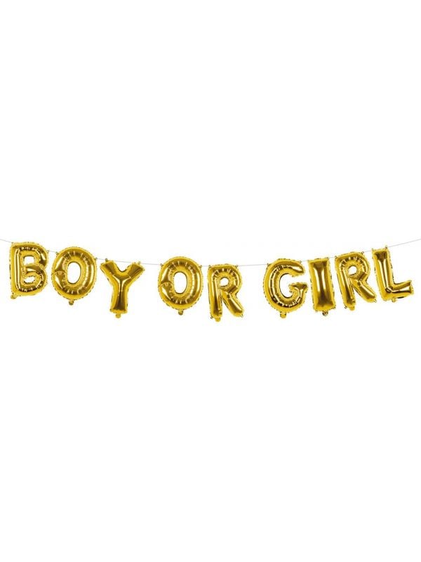 Boy or girl gender reveal folieballon letterslinger