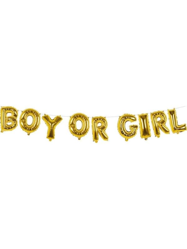 Boy or girl gender reveal folieballon letterslinger