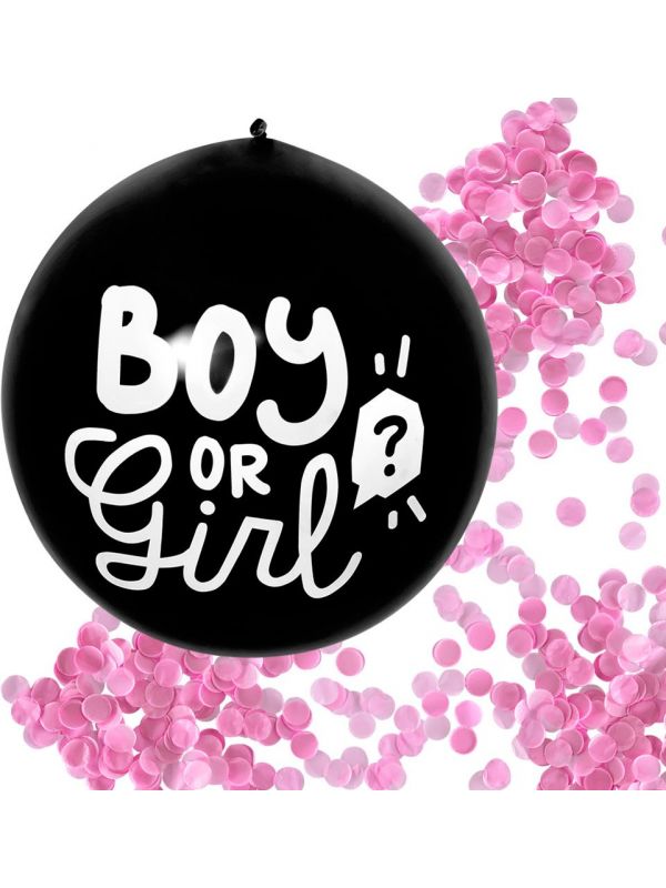 Boy or girl gender reveal folieballon roze vulling