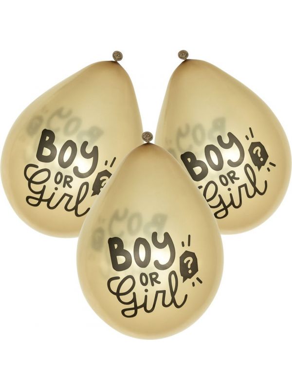 Boy or girl gender reveal gouden ballonnen 6 stuks