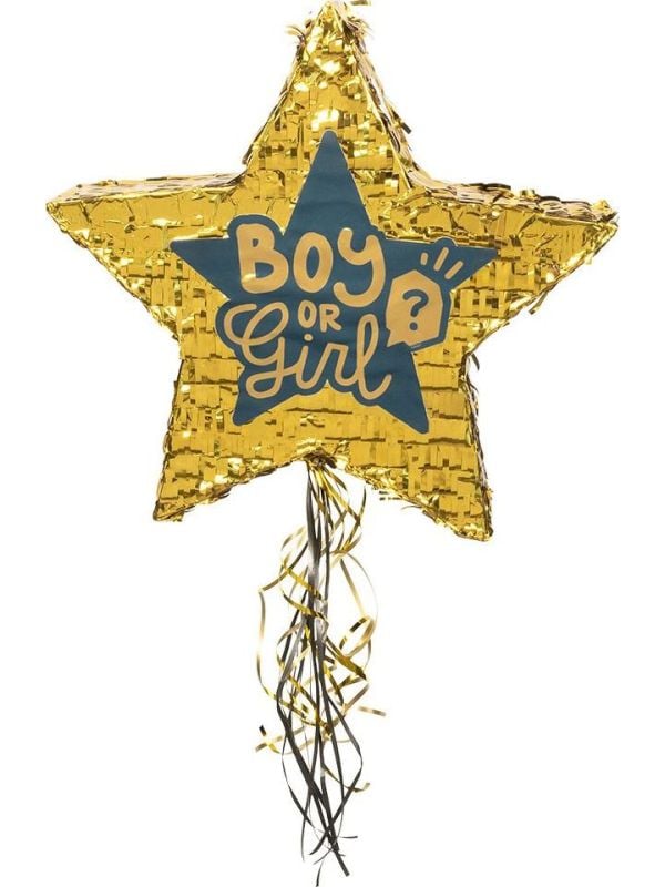 Boy or girl gender reveal trek Pinata goud