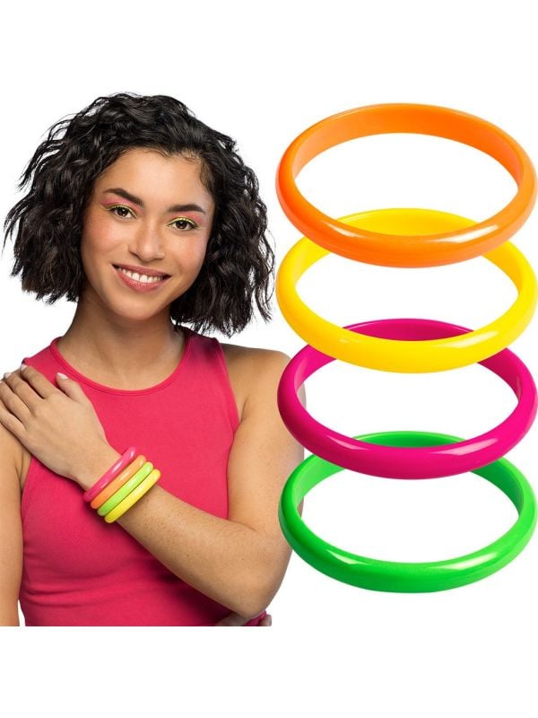 Brede neon armbanden 4x