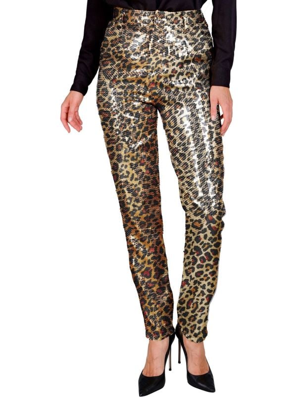 Broek panterprint pailletten vrouwen