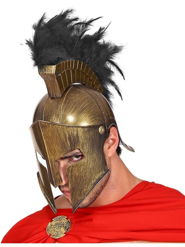 Bronze romeinse helm met veren