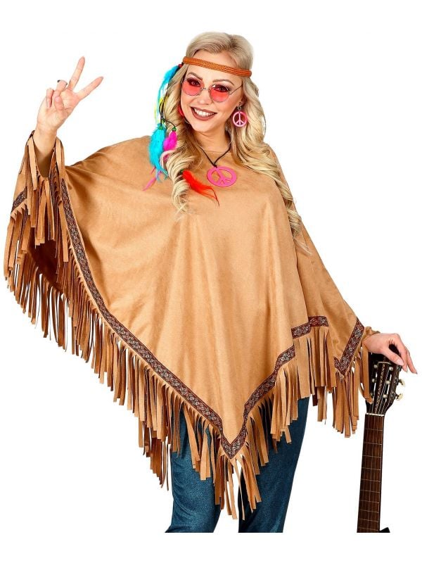 Bruine hippie poncho