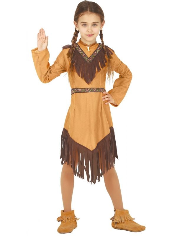 Bruine indianen jurk met franjes
