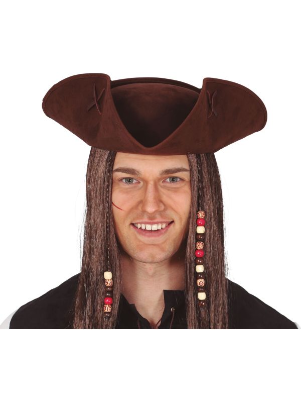Bruine piratenhoed imitatieleer