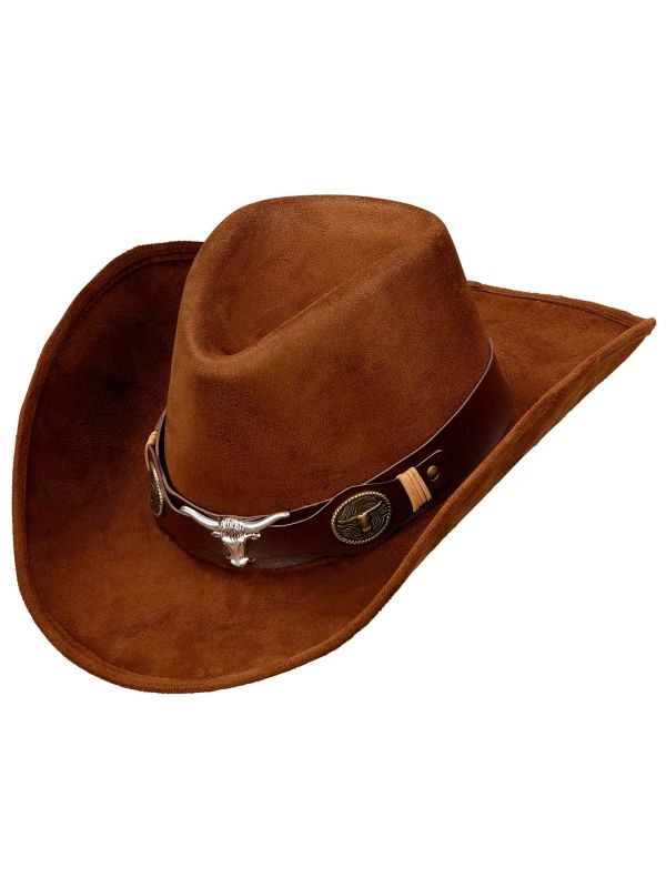 Bruine suede cowboyhoed