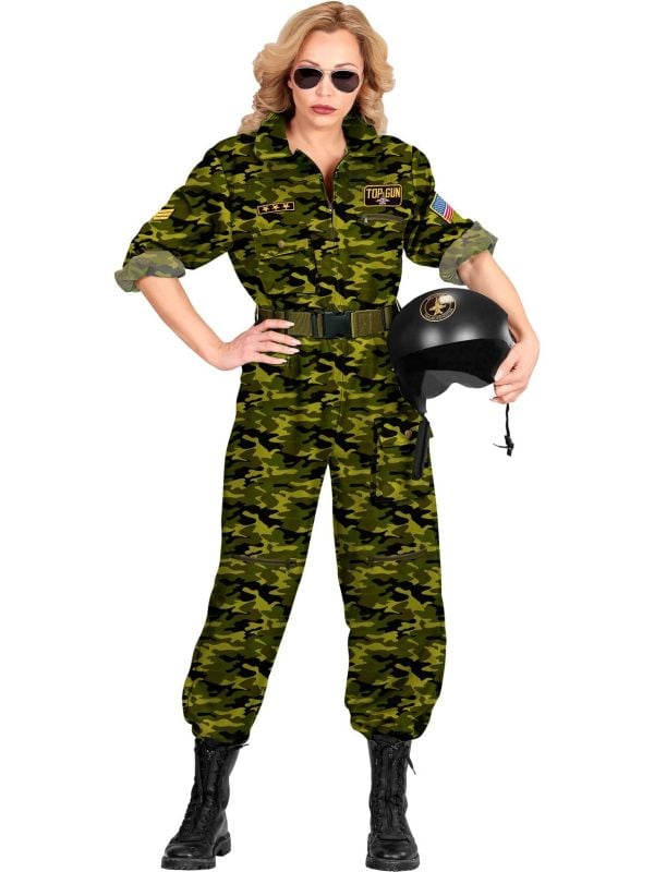 Camouflage top gun kostuum vrouwen