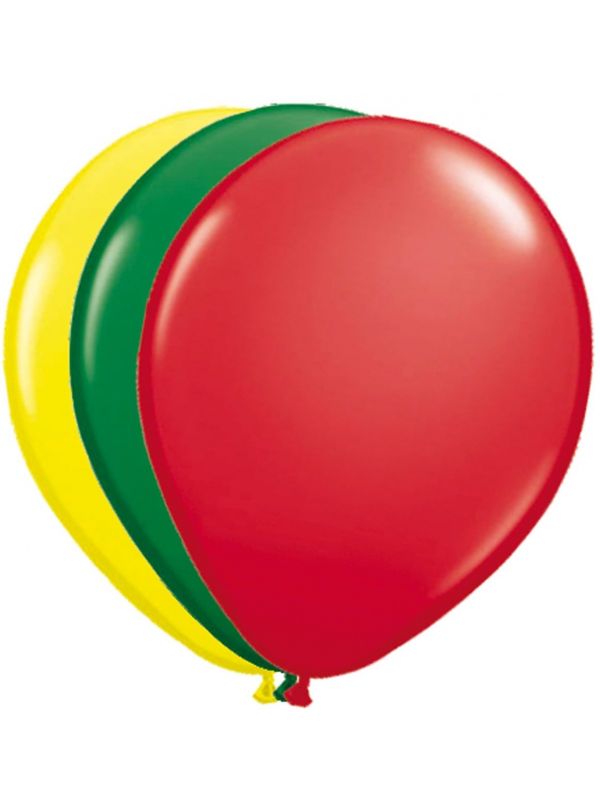 Carnaval ballonnen rood geel groen 25 stuks