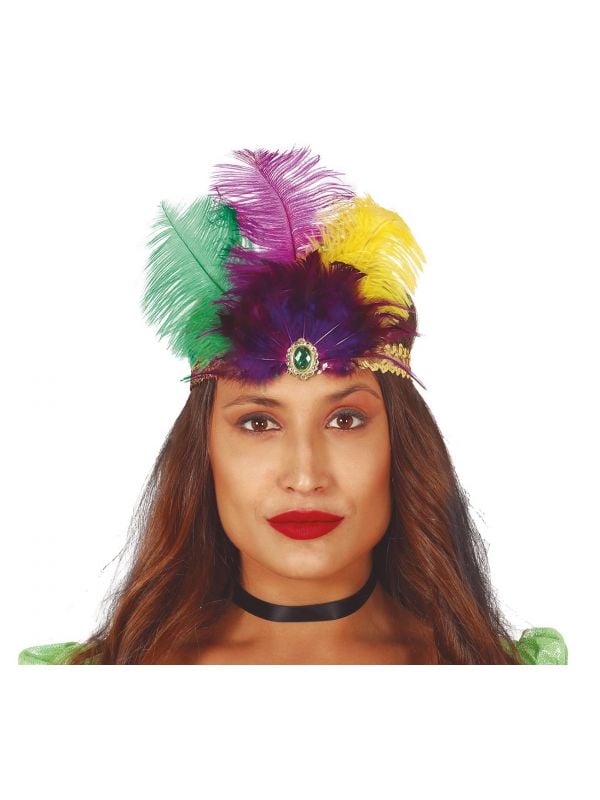 Carnaval haarband met veren