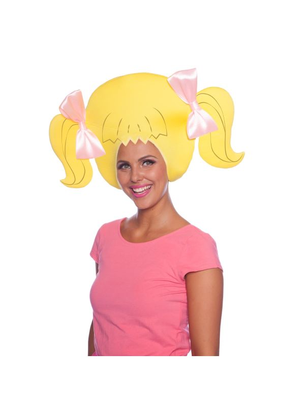 Cassy foam pruik met staartjes blond