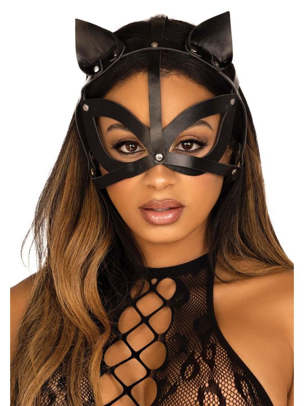 Catwoman zwarte leren kat masker