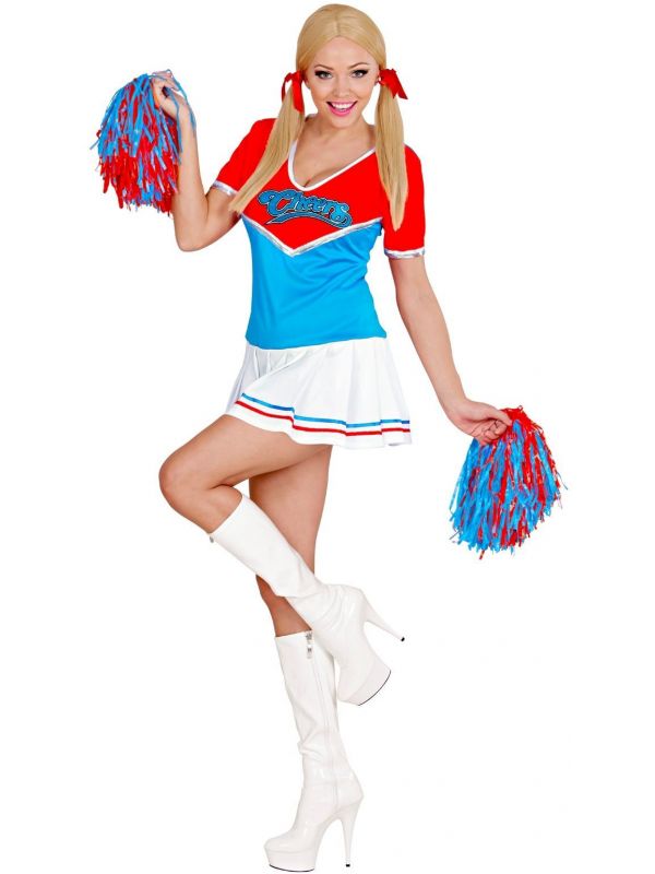 Cheerleader outfit dames rood blauw