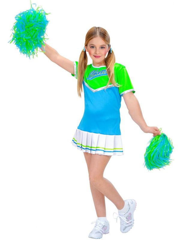 Cheerleader outfit meisjes blauw groen