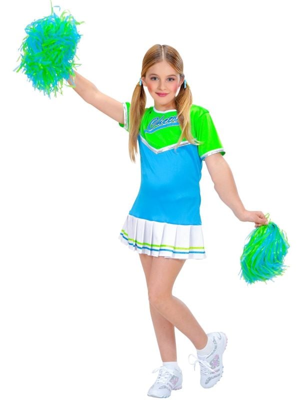 Cheerleader outfit meisjes blauw groen