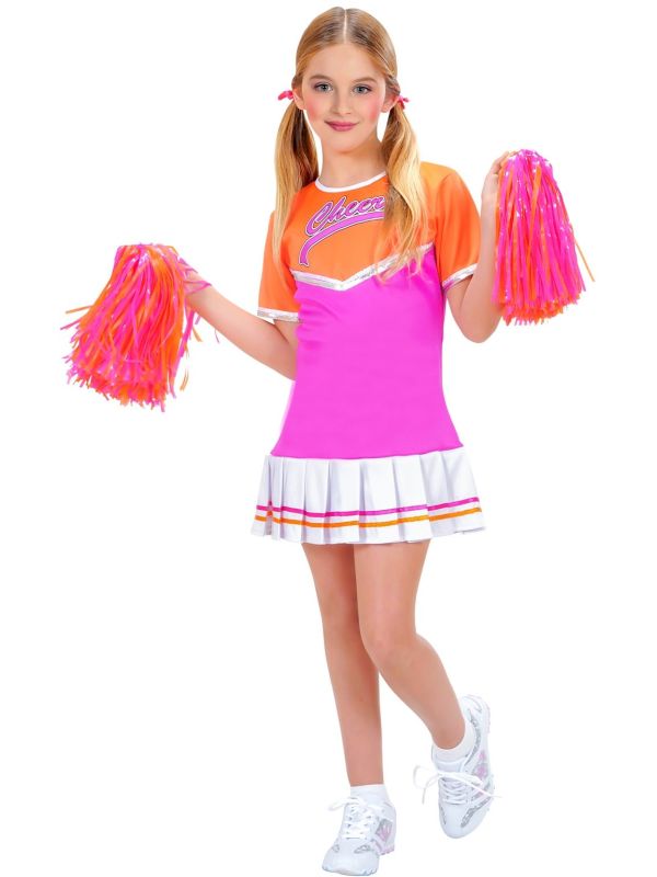 Cheerleader outfit meisjes roze oranje