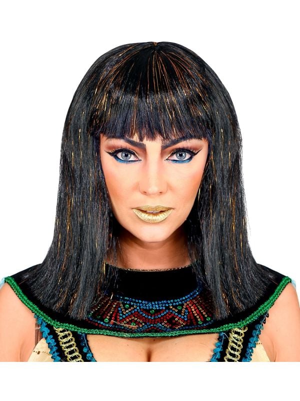 Cleopatra dames pruik zwart