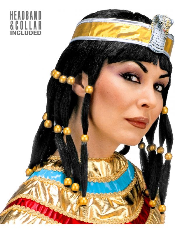Cleopatra pruik met kraag en hoofdband