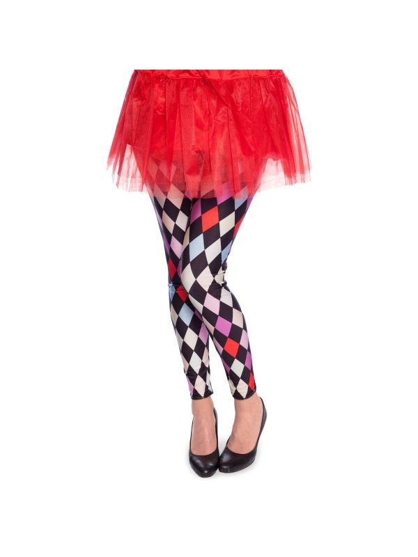 Clown harlekijn legging ruitjes dames