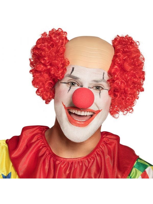 Clown pruik met kaal hoofd