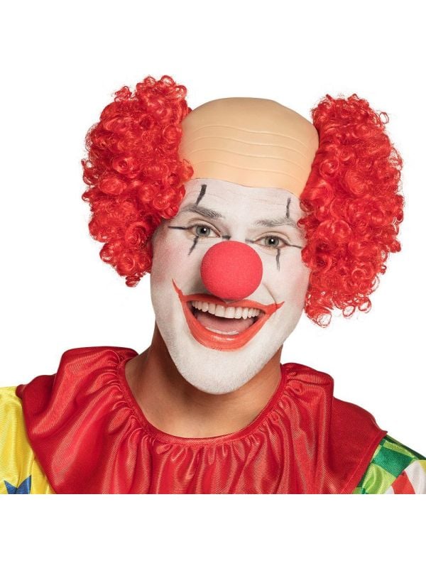 Clown pruik met kaal hoofd