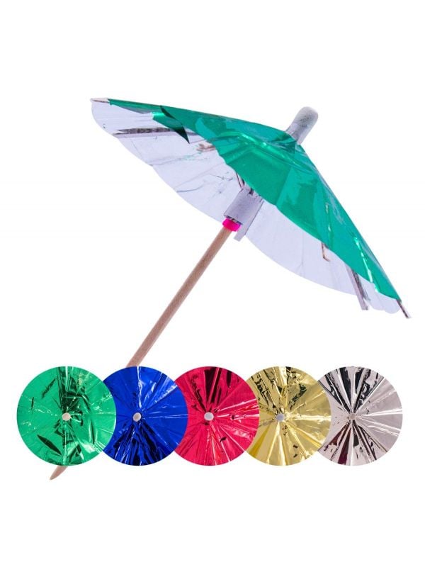 Cocktail prikkers 15 stuks parasols metallic