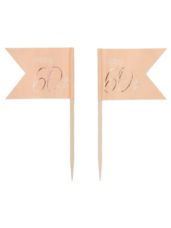 Cocktail prikkers 36 stuks lush blush 60 jaar