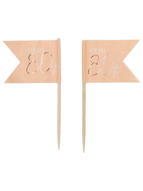 Cocktail prikkers 36 stuks lush blush 80 jaar main product photo