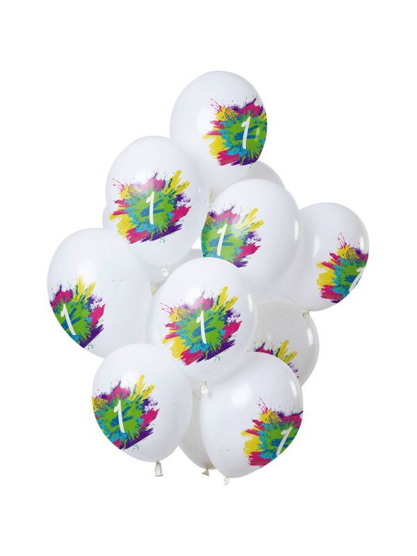 Color splash 1 jaar ballonnen 12 stuks