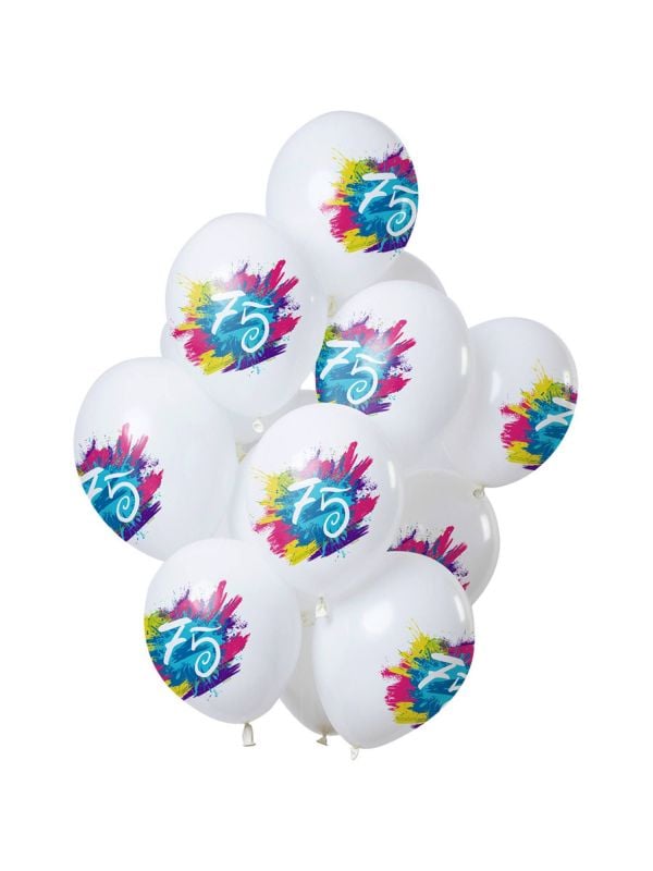 Color splash 75 jaar ballonnen 12 stuks
