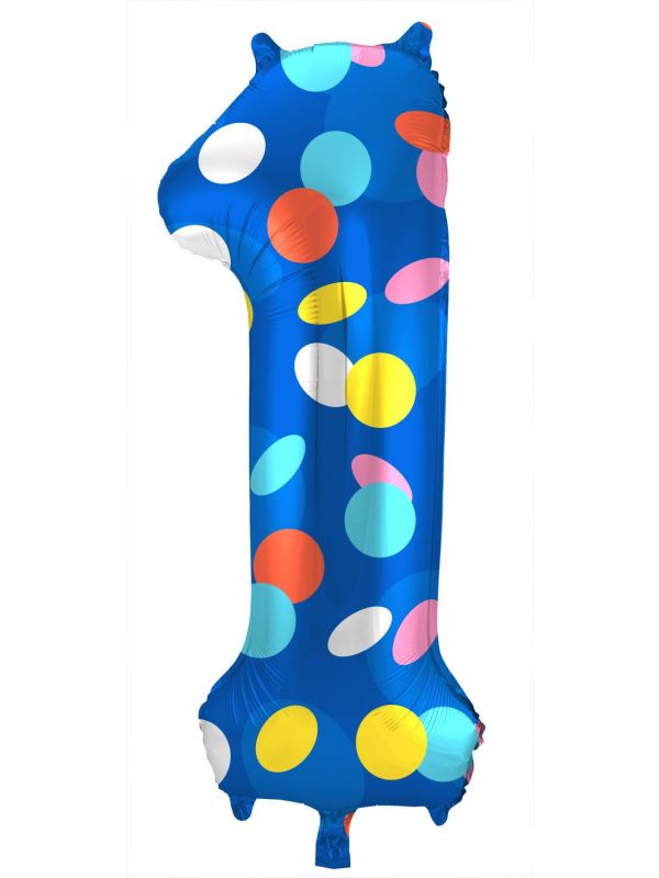 Colorful dots cijfer 1 folieballon