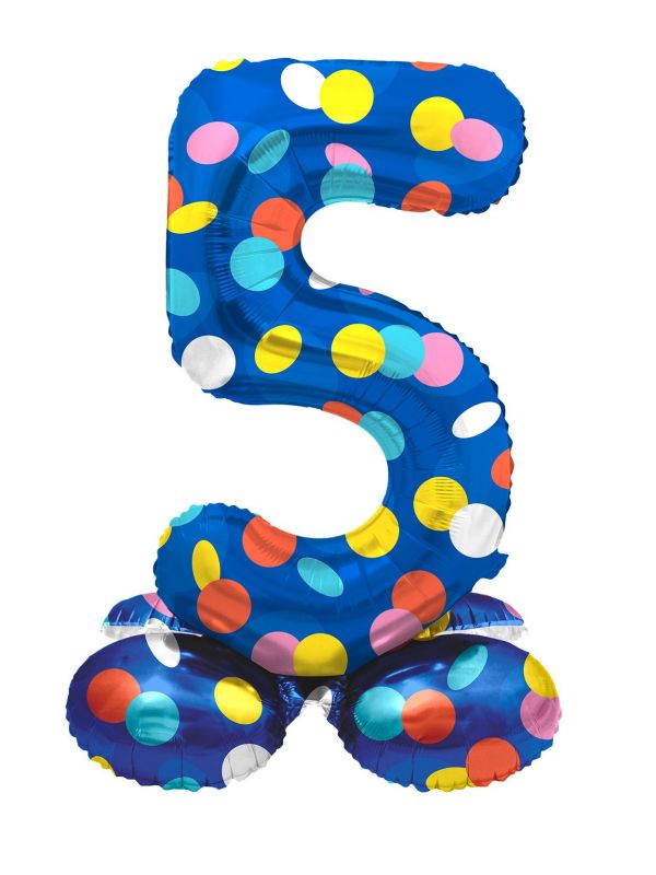 Colorful dots cijfer 5 staande folieballon