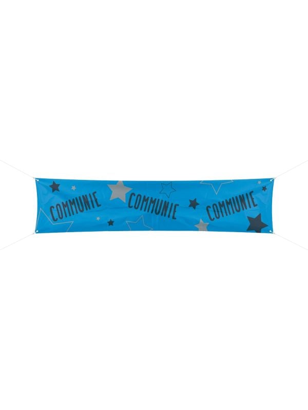 Communie jongen spandoek blauw