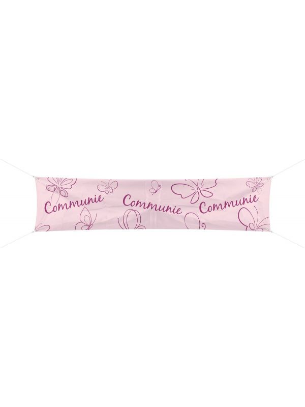 Communie meisje spandoek roze