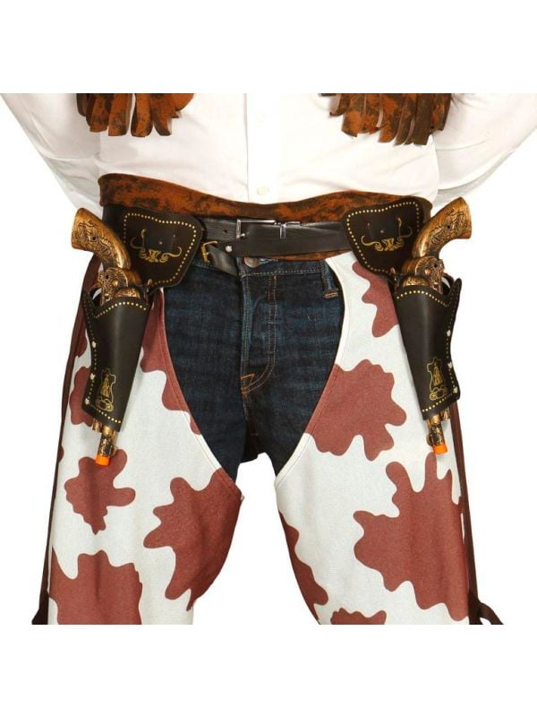 Cowboy pistolen met holsters bruin