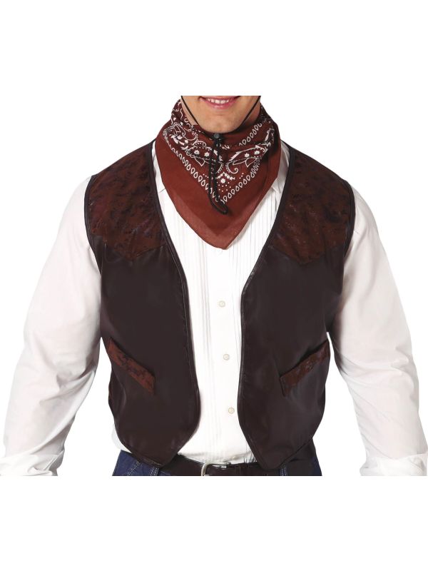 Cowboy vest bruin nep leer