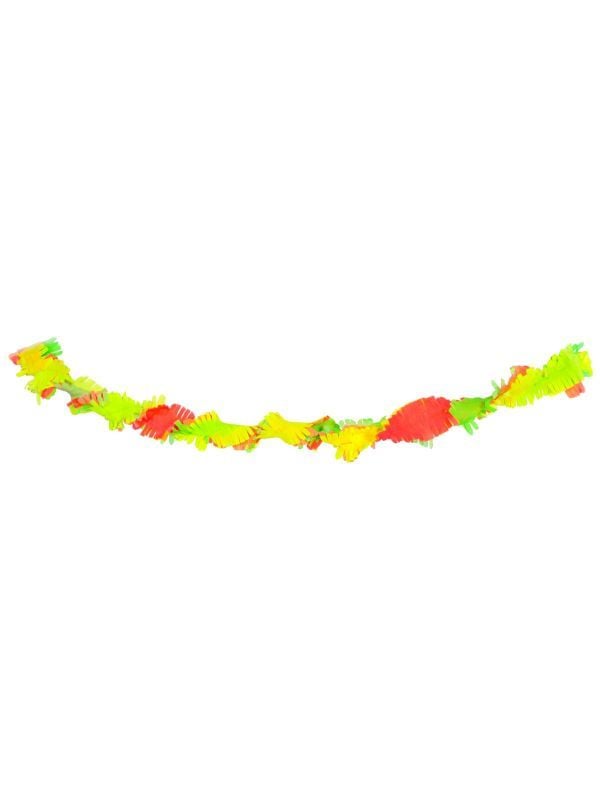 Crepe papier slinger 6 meter neon regenboog