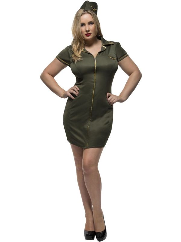 Curvy groene leger kostuum main product photo