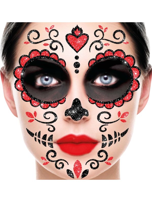 Día de Muertos glitter gezicht decoratie