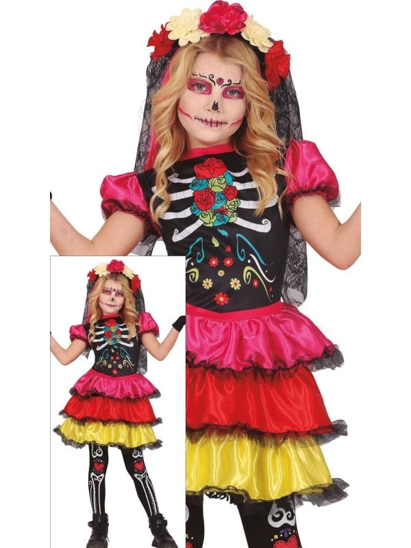 Día de Muertos skelet jurk halloween meisjes
