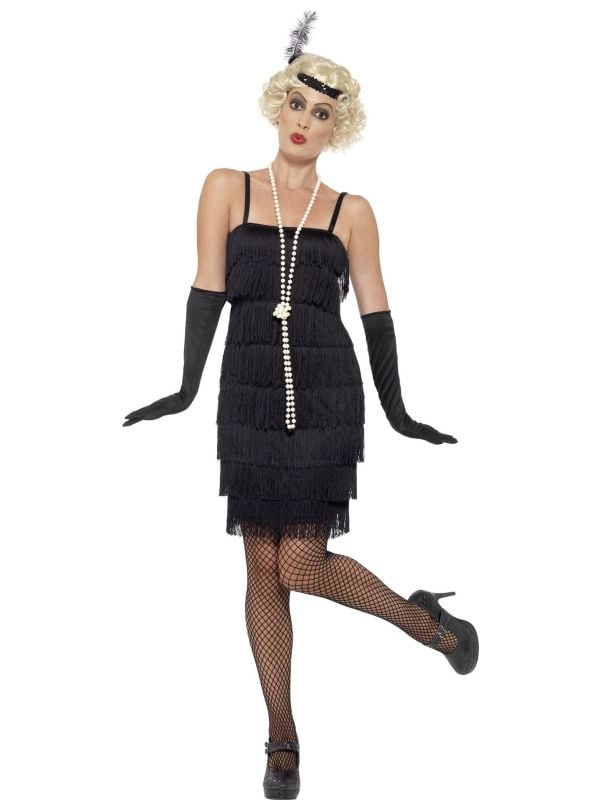 inflatie satire Panda Dames flapper jurk zwart | Feestkleding.nl