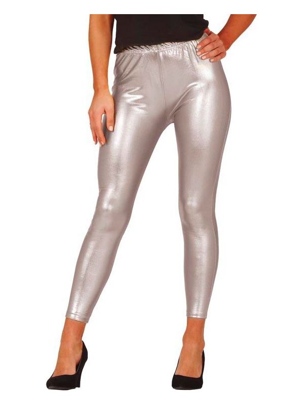 Dames legging zilver metallic