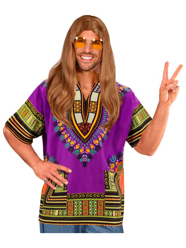 Dashiki hippie blouse paars mannen