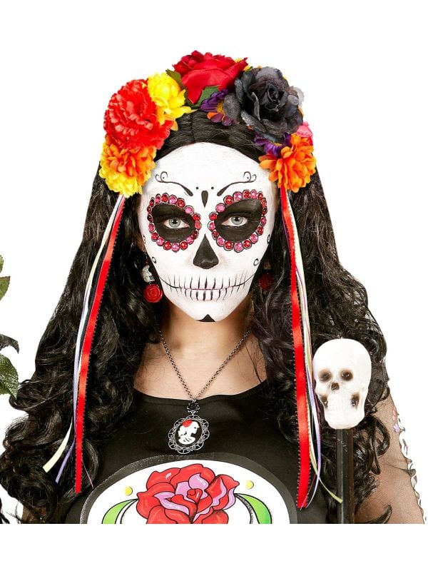 Uitscheiden keuken Perioperatieve periode Day of the dead bloemen haarband | Feestkleding.nl