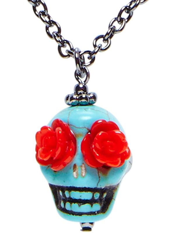 Day of the dead ketting met blauwe schedel