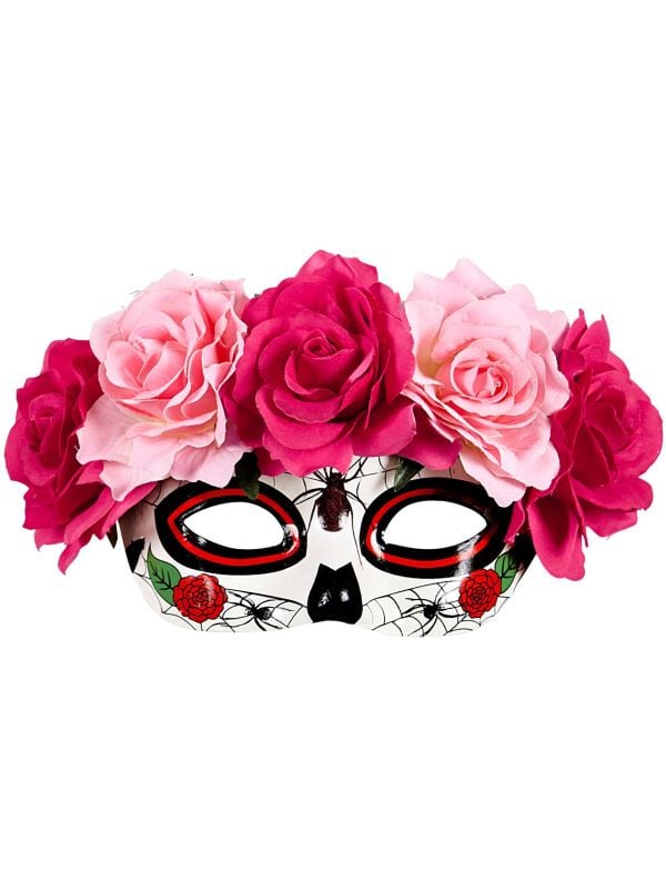 Day of the dead oogmasker met rozen