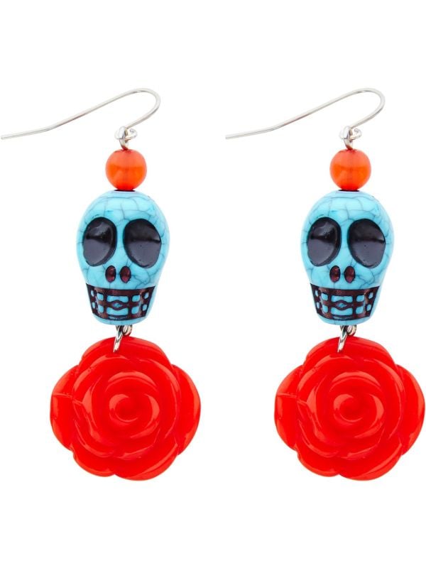 Day of the dead oorbellen rood blauw